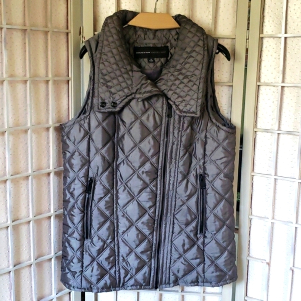Marc New York gray metallic quilted woman vest M